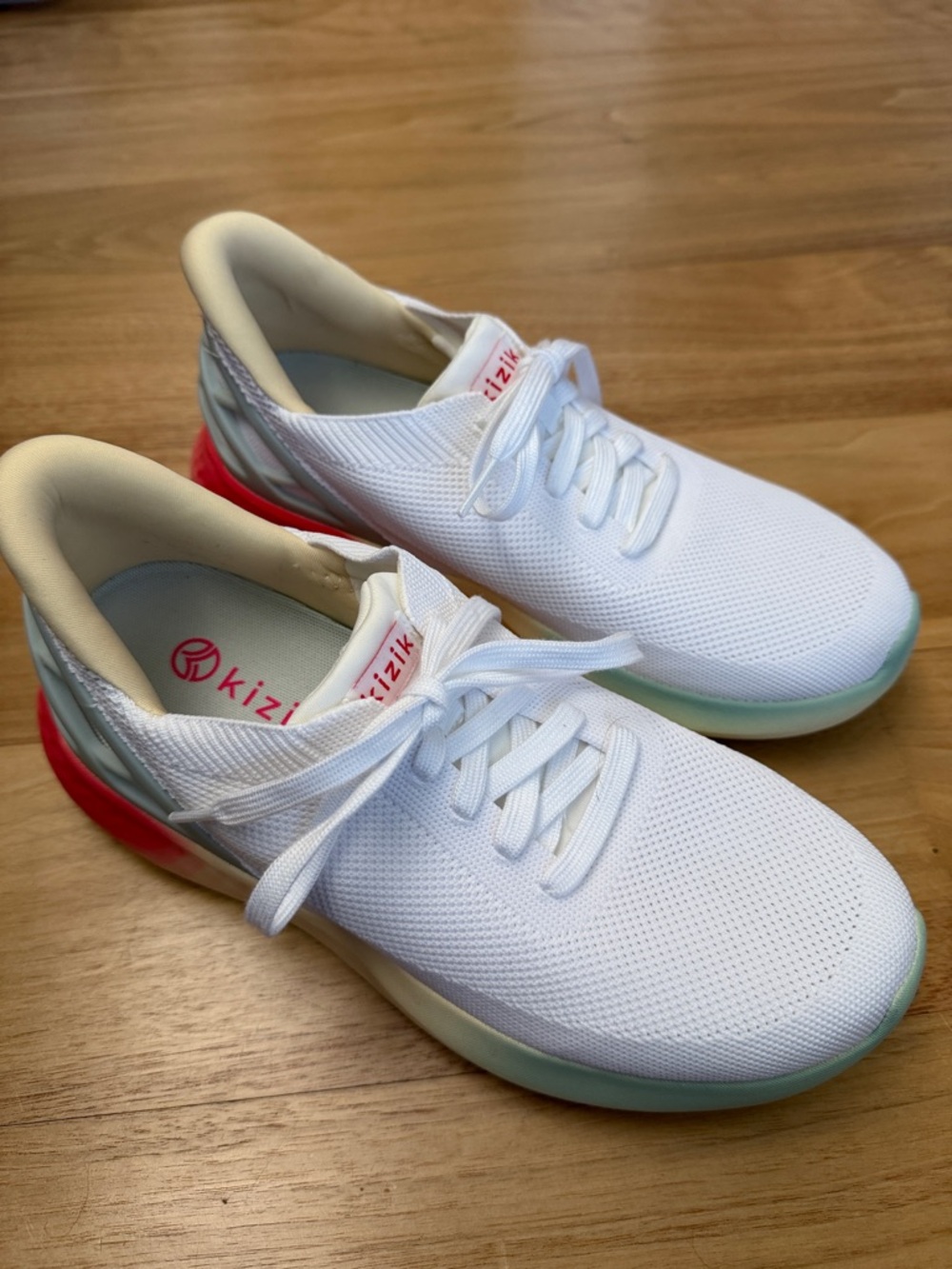 Kizik Athens Sunrise Women’s White Athletic Slip-On Shoes with Colored Accents
